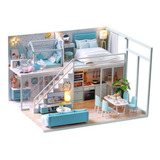  Miniatura Dollhouse Kit Realista Mini Casa Madeira Linda