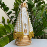 Nossa Senhora Aparecida 16cm Perola Bege Meio Branco