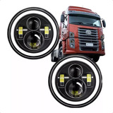  Par Farol Led Caminhão Fusca Kombi 7 Polegadas Angel 