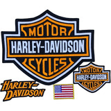Patch Bordado Harley Davidson Hd + Usa Kit