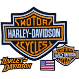  Patch Brasão Bordado Kit Harley Davidson Hd + Usa
