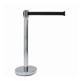 Pedestal Organizador De Fila Cromado Fita Retrátil Preta
