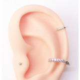  Piercing Conch 10mm Fl A Ouro Branco Cravejado