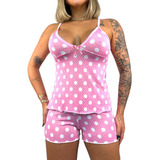  Pijama Baby Doll Feminino Short Dormir Blogueira Estampado
