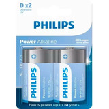  Pilha Alcalina D Grande Philips Com 2 Unidades