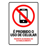  Placa De Sinalização Pvc Proibido Uso De Celular 20x30