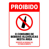  Placa Sinalização Proibido Consumo Bebidas Alcoolicas 20x30