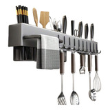  Porta Talher De Parede Preto Para Cozinha Com Suporte 