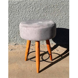  Puf, Puff Para Sala Pé Palito Cinza Chumbo 50 Cm Altura Top