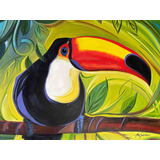  Quadro Pintura A Oleo Sobre Tela Decoracao Arte Passaros 