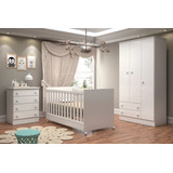  Quarto Do Bebê Completo Berço 2x1 Conjunto Roupeiro Cômoda