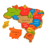  Quebra Cabeça Mapa Brasil Capitais Brinquedo Educativo Mdf 
