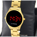 Relógio Lince Feminino Digital Dourado Mdg4618l Vxkx