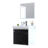  Riverzza Veneto Gabinete Banheiro 41cmx40cmx31.5 Cor Branco E Preto