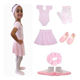  Roupa Kit De Ballet Infantil Meia Manga Dança Completo