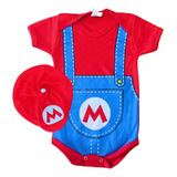  Roupa Mario Bros Bebê Body Mesversário Menino E Boina Tema