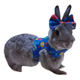  Roupa Pet Peitoral Para Mini Coelho, Coelho Anão Com Guia 