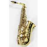 Saxofone Alto Laqueado Eb Custom Strauss Sax Mi Com Case Completo