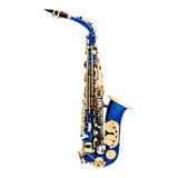 Saxofone Alto Mib Azul Com Douradas Halk Completo