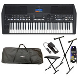 Teclado Yamaha Psr Sx600 Fonte Capa Estante Pedal Banco Cabo