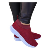 Tênis Meia Feminino Confortável Sem Cadarço Slip On Elástico