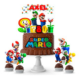  Topo De Bolo Personalizado Super Mario + 10 Toppers