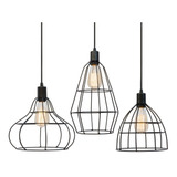 Trio Pendente Aramado Retrô Luminária Lustre