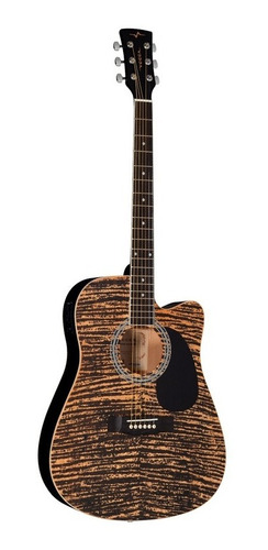 Violão Elétrico Vogga Folk Vck370 Mf Cutaway P10 Encordoamento Em Aço Com Afinador E Tensor Bi-direcional