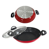  Wok 30 Cm Frigideira Antiaderente 5 Camadas Tampa De Vidro