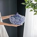 A B Home Pote Decorativo Antigo De Porcelana De 25 Cm Com Tampa Vaso De Flores Azul E Branco Estampa Floral Peça Central Para Decoração De Casa Ambientes Internos E Externos