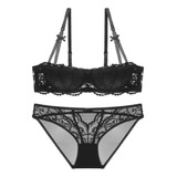 A Conjuntos De Lingerie Fina Varsbaby Sexy Renda Meia Taça