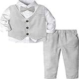 A J DESIGN Terno Infantil Para Meninos Cavalheiro Casamento Igreja Sessão De Fotos Formal Portador De Alianças Roupa Vestido Conjunto Cinza Claro 2 3T