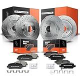 A Premium Rotores De Freio A Disco Perfurados E Ranhurados Dianteiros E Traseiros Kit De Pastilhas De Cerâmica Compatíveis Com Modelos Selecionados Da Nissan Maxima 2009 2014 2016 2019 3 5L Conj
