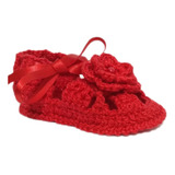 A134 Sapatinho Croche Para Bebe Feminino Vermelho Sandalia