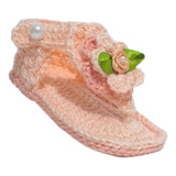 A299 Sandalinha De Croche Feminino Salmão Sandalia De Menina
