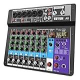 A8 Console De Mistura-8 Canais Mixer Profissional Para Shows Ao Vivo- Karaokê - USB-Bluetooth- Efeito De Reverb- Saída De Monitoração- Controle De Som Estúdio E Palco -Alimentação 110V-127V-220V-