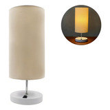 Abajur Branco Em Aluminio Com Cupula Bege Tecido Algodao Soquete E27 Lateral De Cama Quarto Cabeceira Mesa Tensao Bivolt 110v 220v