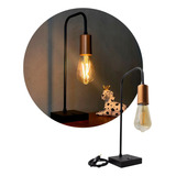 Abajur Luminaria De Mesa Preto Curvado Design Retrô vintage