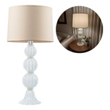 Abajur Verona Branco De Murano Luxuoso Alto Padrão Luminaria