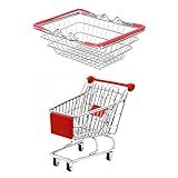 Abaodam 1 Conjunto Cesta De Comida De Ferro Forjado Prato De Frutas Cesta De Carrinho Mini Carrinho De Compras Brinquedos Batatas Fritas Brinquedo De Faz De Conta Para Compras Metal Frango