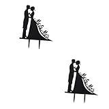 Abaodam 2 Unidades Acrílico Topo De Bolo Silhueta Topo De Bolo Casamento Silhueta De Casamento Noivos Decoração De Bolo Personalizada Casal De Noivos De Papel Noiva Estátua