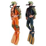 Abaodam Diver Aquarium Decorations 2pcs Floating Fish Tank Decor Aquarium Diver Figurines Cartoon Aquarium Ornament Fish Playmate Fish Tank Accessories