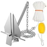 Abimars Kit De âncora De Barco âncora Fluke Com Flutuador Corrente Corda âncora Danforth De Aço Galvanizado A Quente Para Barcos De 40 A 66 M