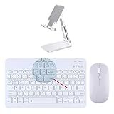 ABNT2 Mini Teclado Portátil Universal Bluetooth Suporte Para Telefone Para Android IPad IPhone Windows Experiência De Digitação Confortável E Silenciosa Branco Conjunto De Suporte De Telefone 
