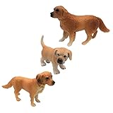 ABOOFAN 3 Pçs Simulação Golden Retriever Decoração Filhote De Cachorro Ornamento Pet Cão Artesanato Adorno De Mesa Mini Estatueta De Cachorro Cães Brinquedo Simulação Boneca De Cachorro
