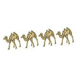 ABOOFAN 4 Peças De Latão Camelo Retrô Escultura Camelo Estatueta Fengshui Estatueta Topo De Mesa Esculturas Rústicas Figura Do Presépio Estante Decoração Mesa Camelo Antigo Escritório Miniatura