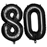 ABOOFAN 40 80 Balões De Alumínio 21 Balões Lembrancinhas De Aniversário De 80 Anos Purpurina Balões Pretos Decorações Balões Número Balões De Festa Romântico Balão Anel Amantes