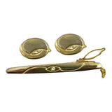 Abotoadura Masculina Banhada A Ouro Prendedor De Gravatas