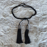Abraçadeira Infinity Cilindro Duplo Franjas P Cortina Preto