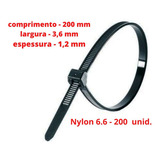 Abraçadeira Nylon Plastica Fita Enforca Gato 20cm X3 5 200un Cor Preto